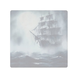 Grey, Gray Fog Pirate Ship Retirement Metal Print