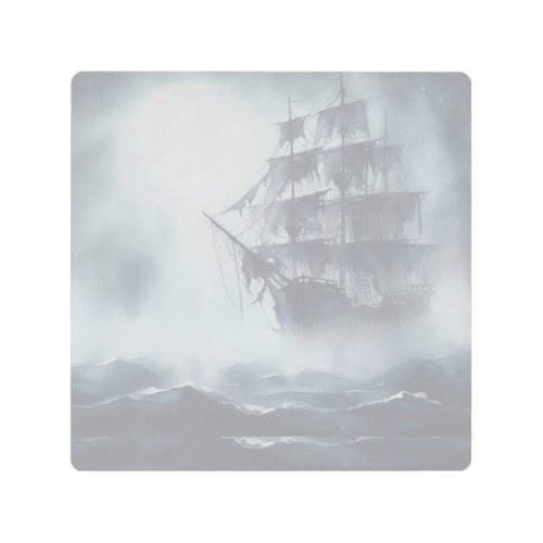 Grey Gray Fog Pirate Ship Retirement Metal Print