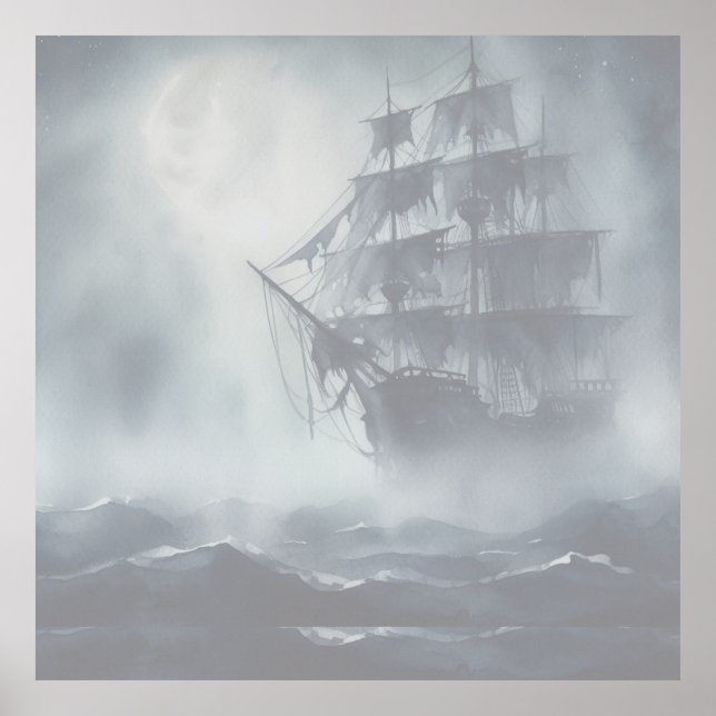 Grey, Gray Fog Pirate Ship Retirement Poster (Front)