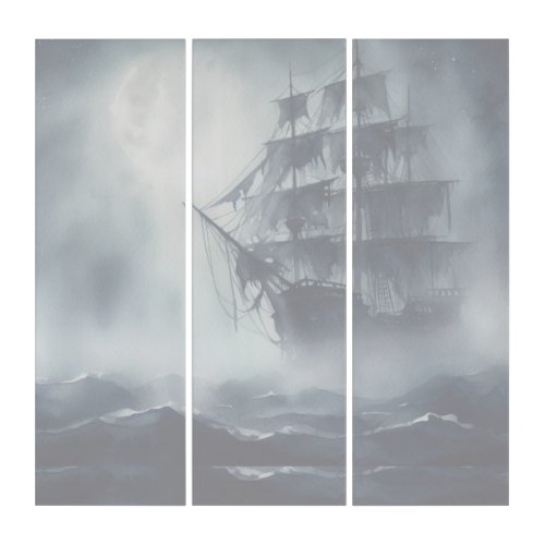 Grey Gray Fog Pirate Ship Retirement Triptych
