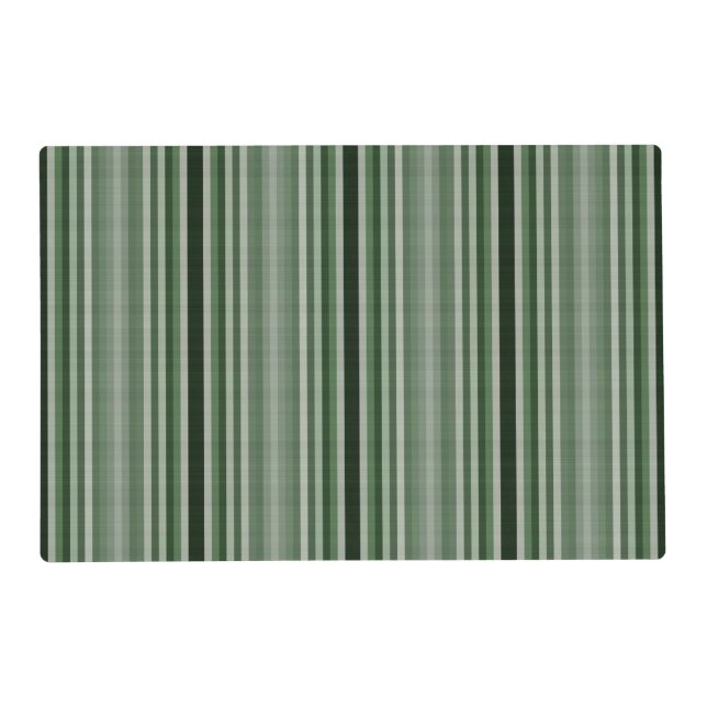Grey Gray Green Stripes Placemat (Front)
