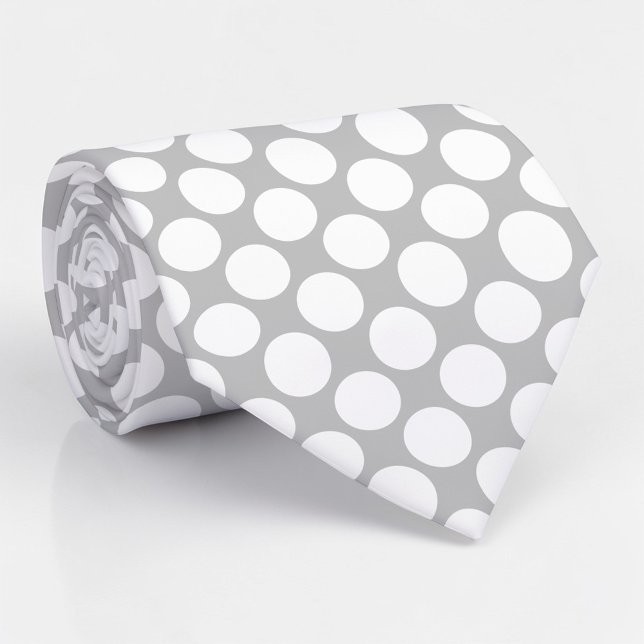 Grey Gray Jumbo Polka Dots Custom Necktie (Creator Uploaded)