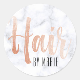 grey gray marble granite modern salon rose gold classic round sticker
