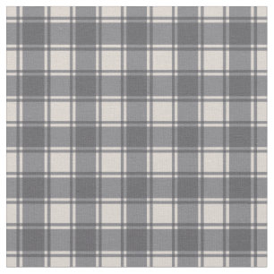 Grey Gray on Cream Gingham Plaid Buffalo Checker Fabric