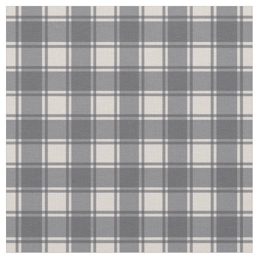 Grey Gray on Cream Gingham Plaid Buffalo Checker Fabric