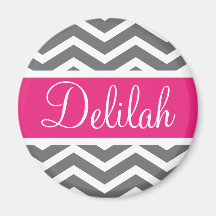 Grey Gray Pink Chevron Name