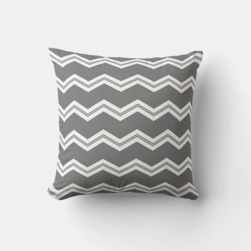 grey gray white chevron pattern throw pillow