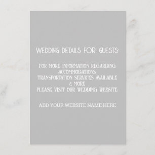 Grey Gray White Wedding Details For Guests Cool Enclosure Card