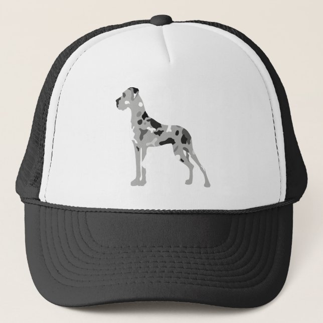 Grey Great Dane Silhouette Trucker Hat (Front)