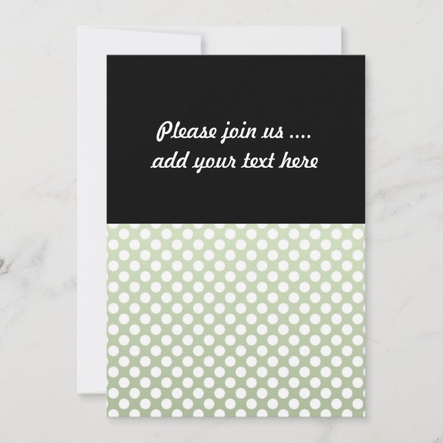 Grey Green and White Polka Dot Pattern Invitation (Front)