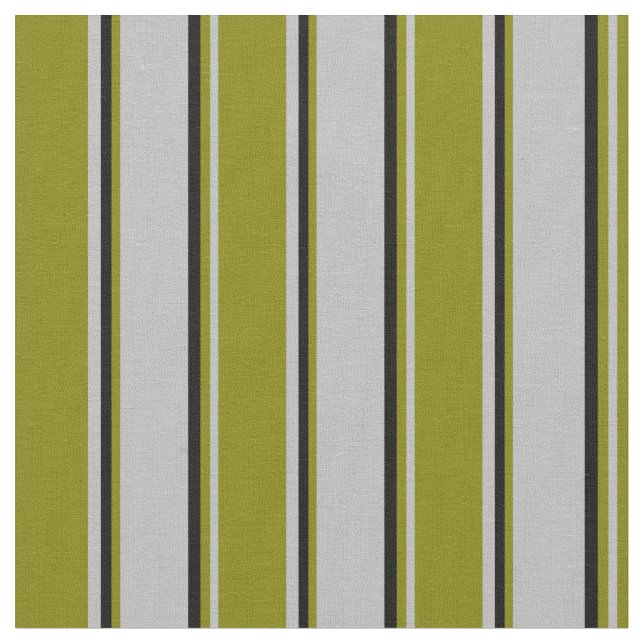 Grey, Green & Black Lines Fabric (Close Up)