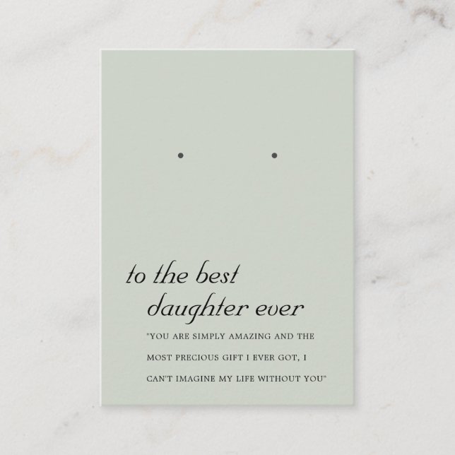 GREY GREEN DAUGHTER FRIEND EARRING DISPLAY CARD (Front)