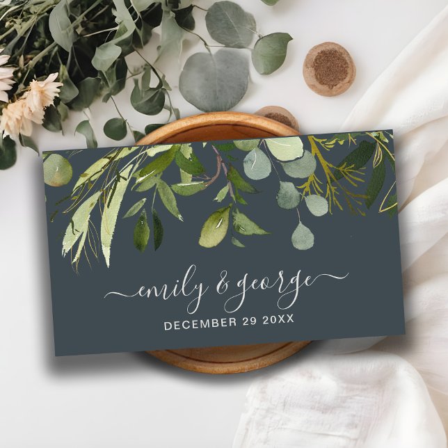 GREY GREEN FOLIAGE WATERCOLOR WEDDING WEBSITE BUSINESS CARD (Creator Uploaded)