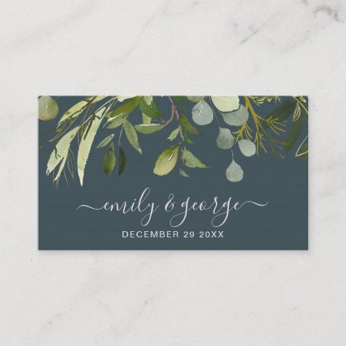 GREY GREEN FOLIAGE WATERCOLOR WEDDING WEBSITE RSVP BUSINESS CARD