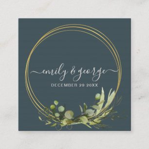 GREY GREEN FOLIAGE WATERCOLOR WEDDING WEBSITE RSVP SQUARE BUSINESS CARD