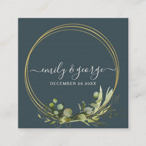 GREY GREEN FOLIAGE WATERCOLOR WEDDING WEBSITE RSVP SQUARE BUSINESS CARD