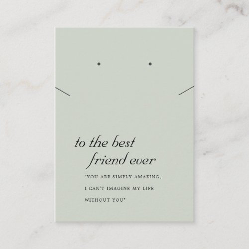 GREY GREEN FRIEND GIFT NECKLACE EARRING CARD