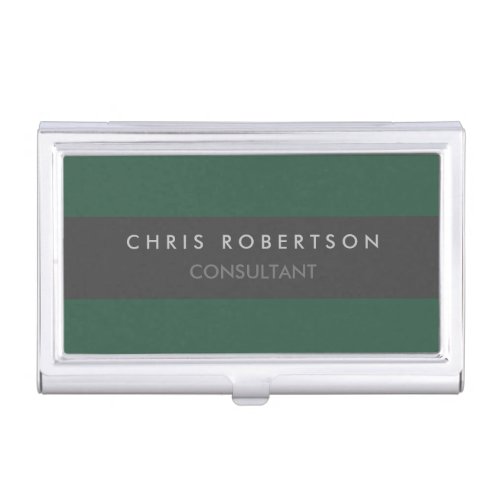 Grey Green Modern Minimalist Plain Business Card Case