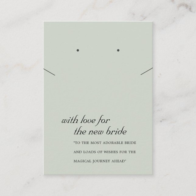 GREY GREEN NEW BRIDE GIFT NECKLACE EARRING CARD (Front)