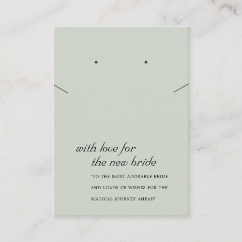 GREY GREEN NEW BRIDE GIFT NECKLACE EARRING CARD