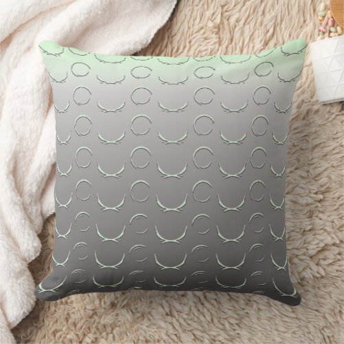 Grey Green Ombre and Partial Circles Throw Pillow