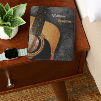 Grey Grunge Acoustic Guitar Customizable Kindle Cover