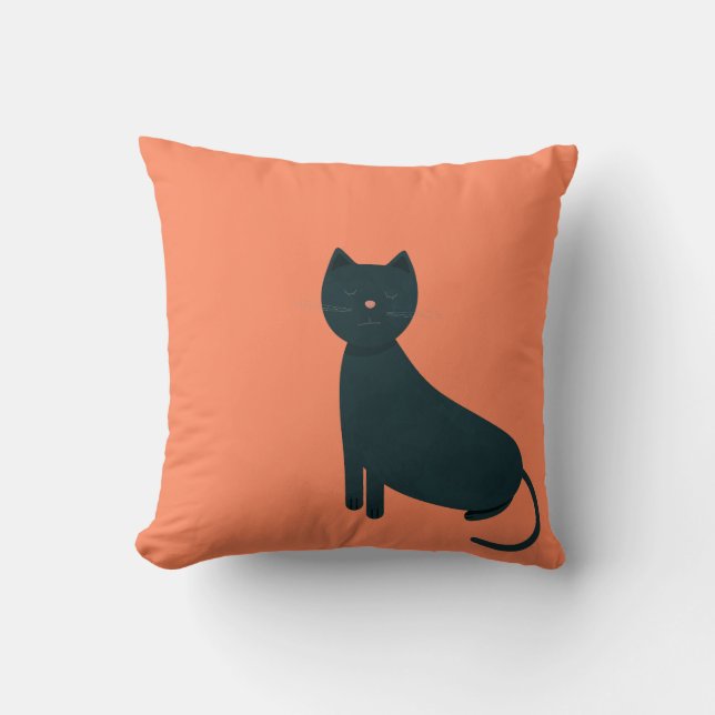Grey grunge cat throw pillow (Front)