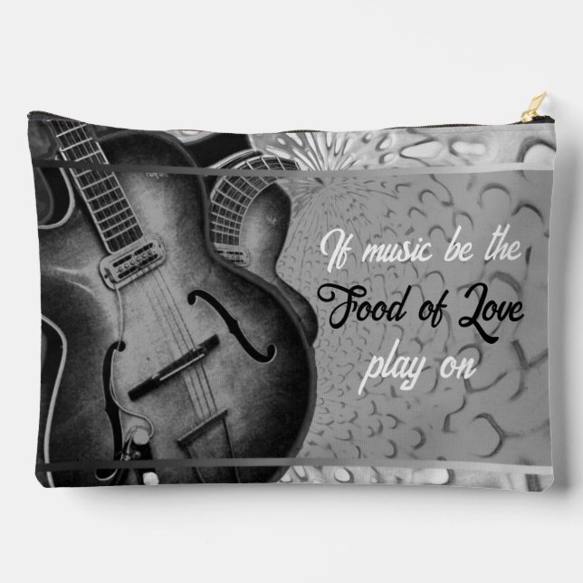 Grey Guitar Music Personalized Travel Accessory Ba Accessory Pouch (Back)