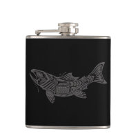 Grey Haida Spirit Fish on Black Flask