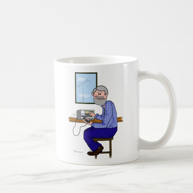 Grey Hair and Bearded Ham Radio Operator Coffee Mug (Right)