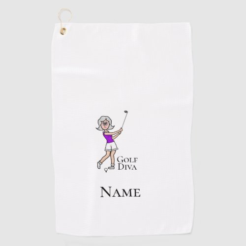 Grey Hair Female Golfer Golf Towel