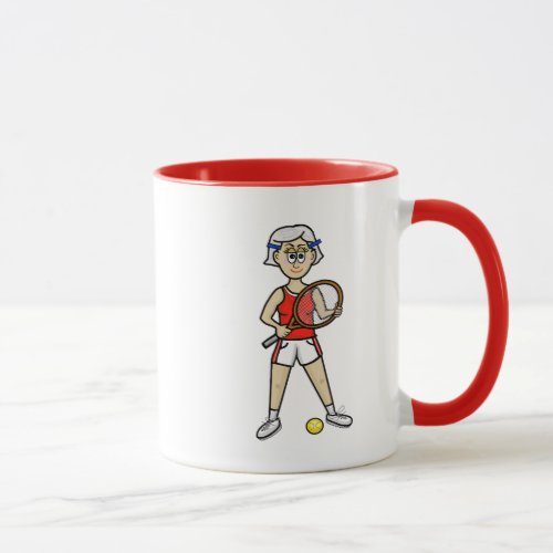 Grey Hair Female Tennis Mug