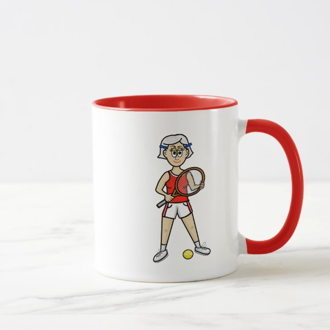 Grey Hair Female Tennis Mug (Right)