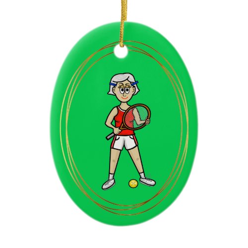 Grey Hair Female Tennis Player Ornament