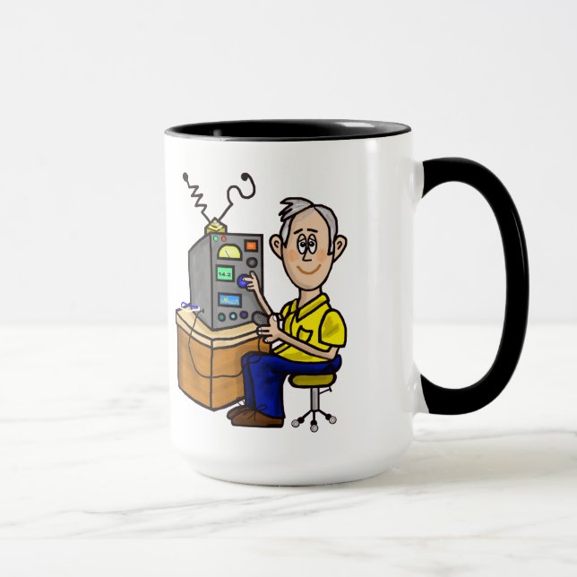 Grey Hair Ham Radio Operator Mug  Customize It! (Right)