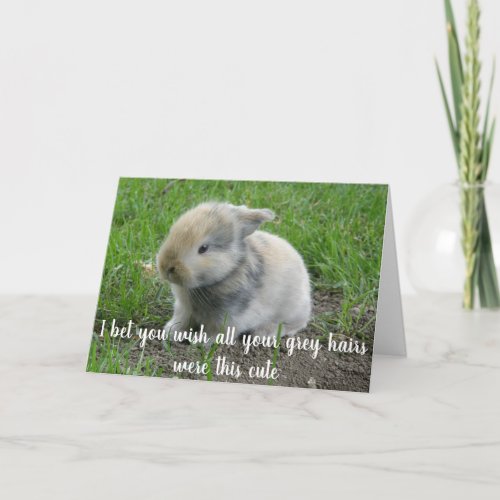Grey Hair Hare Funny Age Bunny Birthday Card