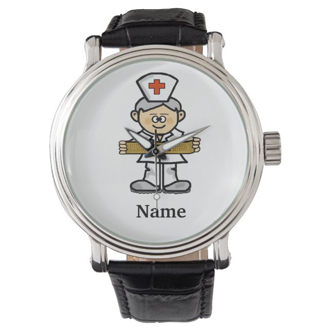 Grey Hair Male Nurse Watch  Customize It! (Front)