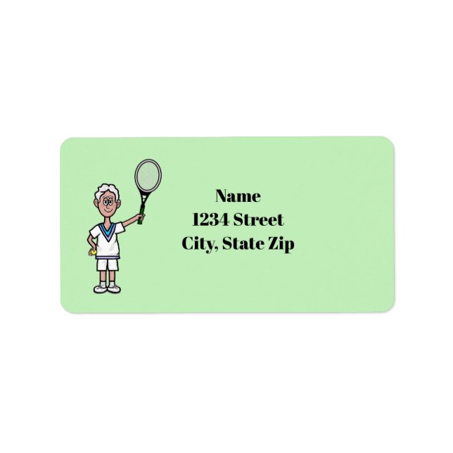 Grey Hair Male Tennis Player Address Labels (Front)