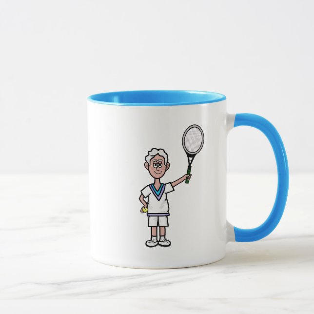 Grey Hair Male Tennis Player Mug (Right)