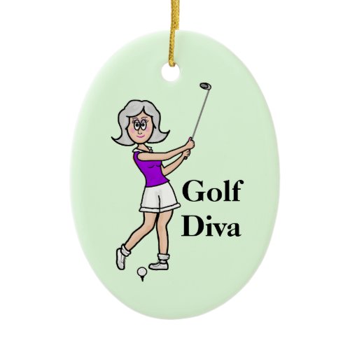 Grey Hair Woman Golfer Ornament
