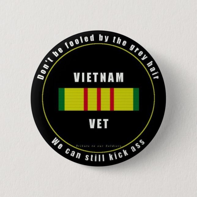 Grey Haired Vietnam Vet Button (Front)