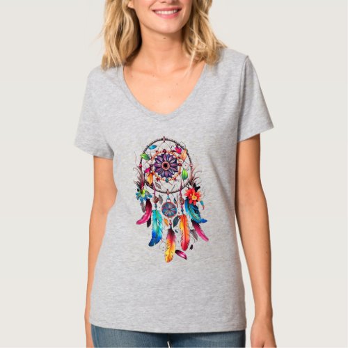 Grey half sleeves V-neck T-Shirt