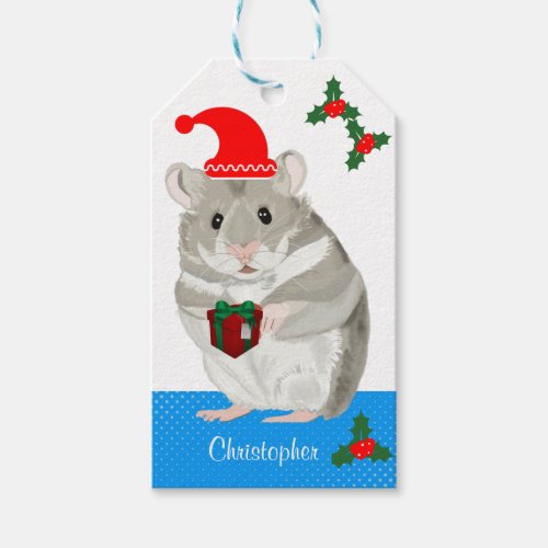  Grey Hamster boys personalised Christmas Gift Tags