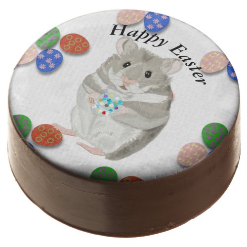 Grey Hamster Holding an Easter Egg Editable  Chocolate Covered Oreo