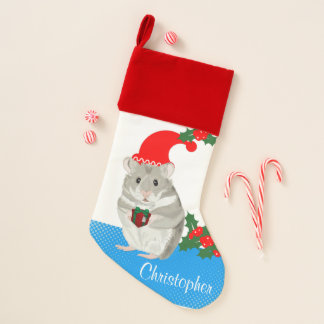 Grey Hamster personalised Christmas Stocking