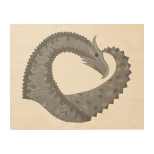 Grey heart dragon wood wall decor