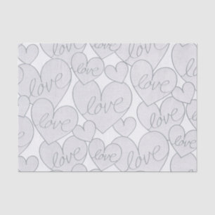 Grey Heart Love Wedding Elegant   Tissue Paper