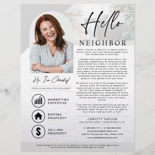 Grey Hello Neighbor Real Estate Agent Introduction Flyer