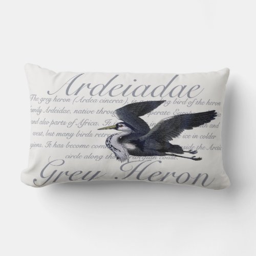 Grey Heron Bird Lumbar Pillow