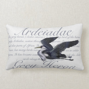 Grey Heron Bird Lumbar Pillow